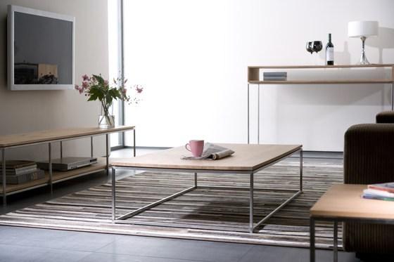 Ethnicraft Прямоугольный журнальный столик из стали и дерева Oak thin 50524 - Вид №1