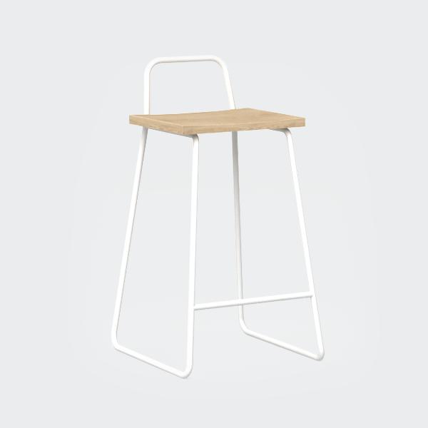 Барный стул с деревянным сиденьем белый Bauhaus WOODI  00-3966245 Белый  - Вид №4