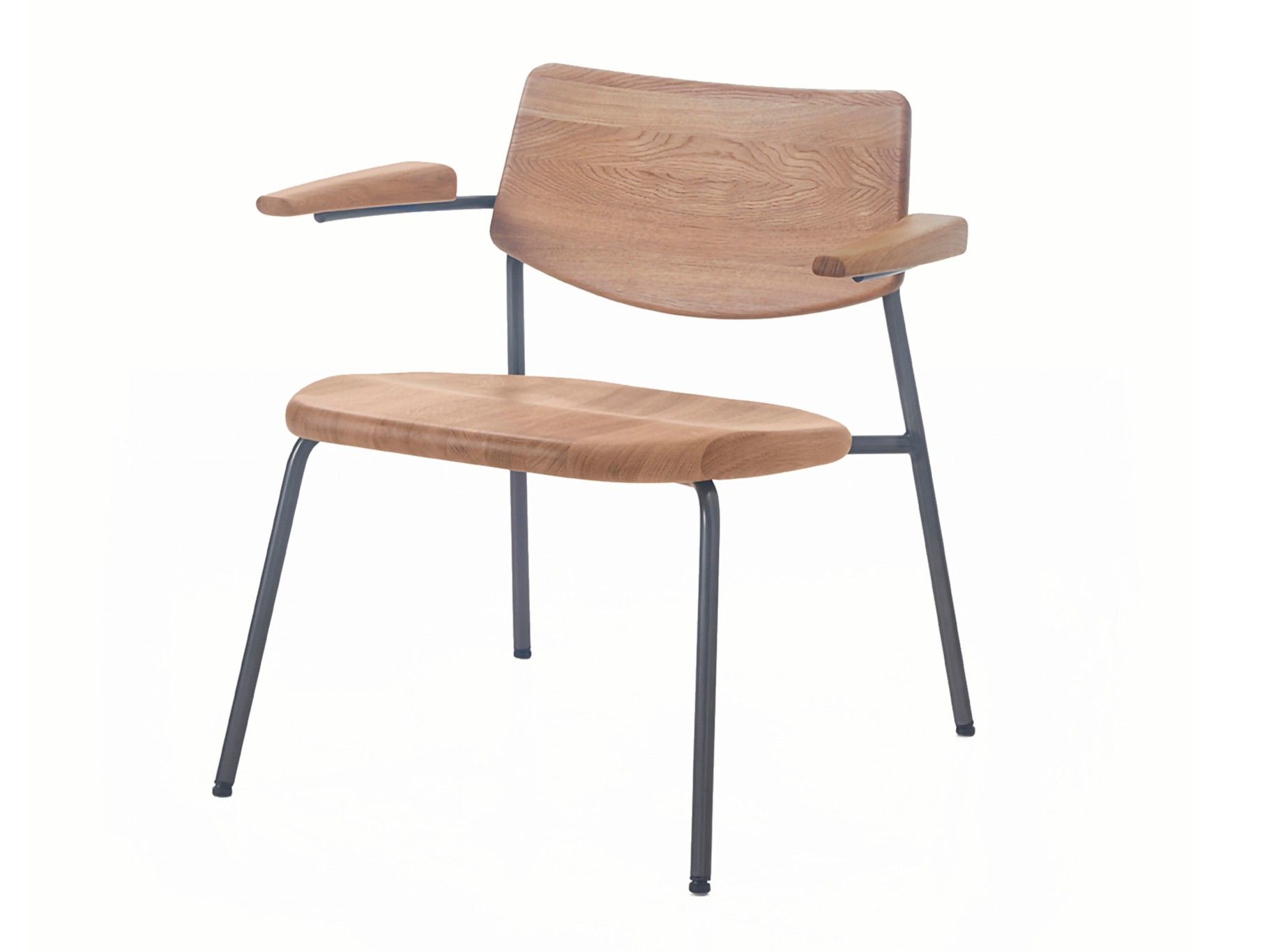 Штабелируемое кресло из нержавеющей стали и дерева с подлокотниками BassamFellows труба ARCH-00140786