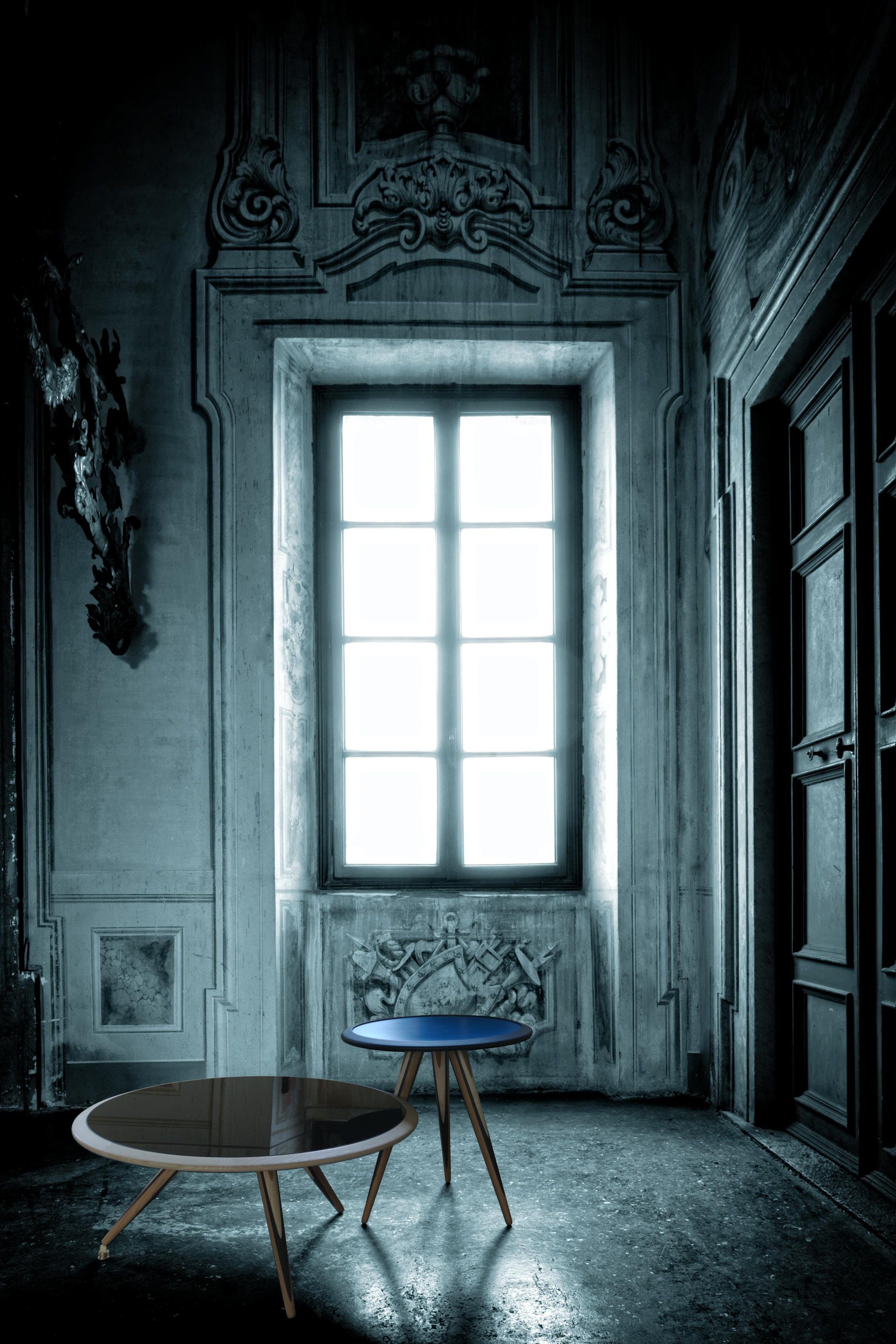 Журнальный столик с черным хрустальным верхом и деревянными ножками Morelato Carambola ARCH-00099042 - Вид №4