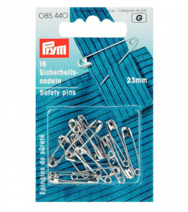 085440 Булавки английские 23 мм сталь в блистере 16 шт под серебро, с защитой от ржавчины PRYM