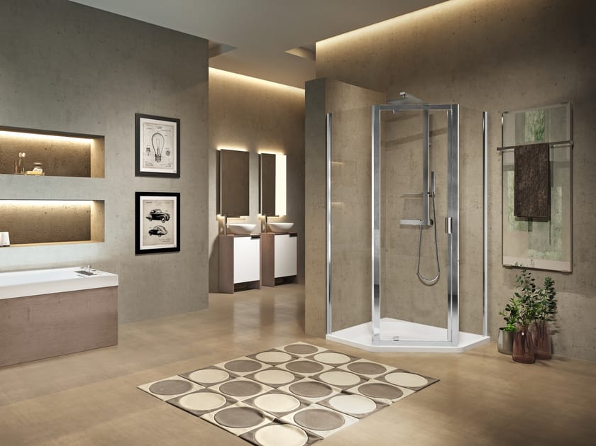 Угловая душевая кабина с распашной дверью Novellini Lunes ARCH-00135693