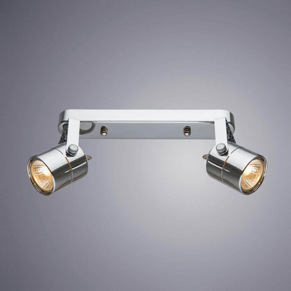 Спот потолочный цвета хром с 2 плафонами Arte Lamp Lente A1310PL-2CC ARTE LAMP 1310 00-3926553 Хром  - Вид №1
