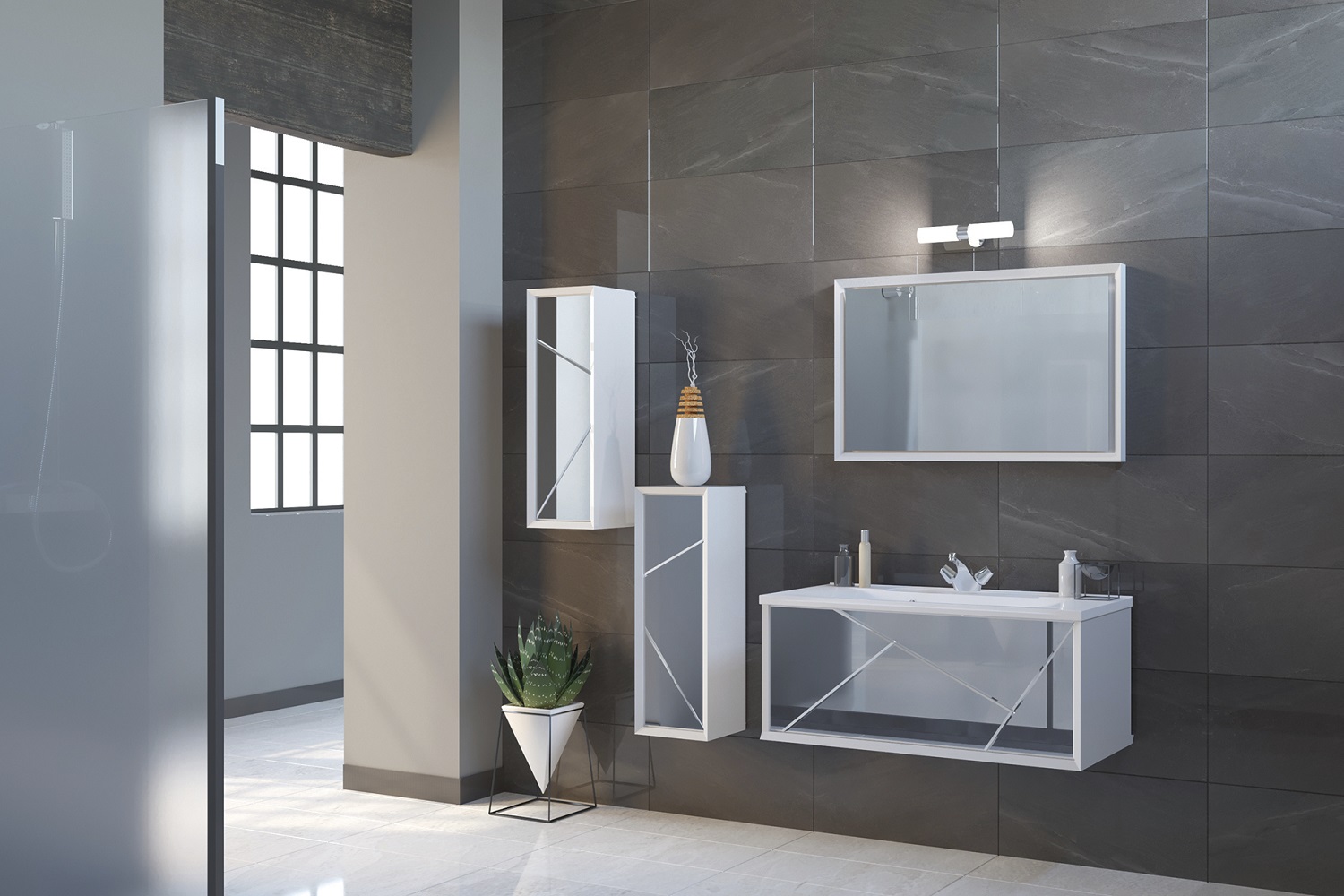 У73665 Тумба Seattle 90П 1в.я. Mosaic Mirror 1 Marka Seattle