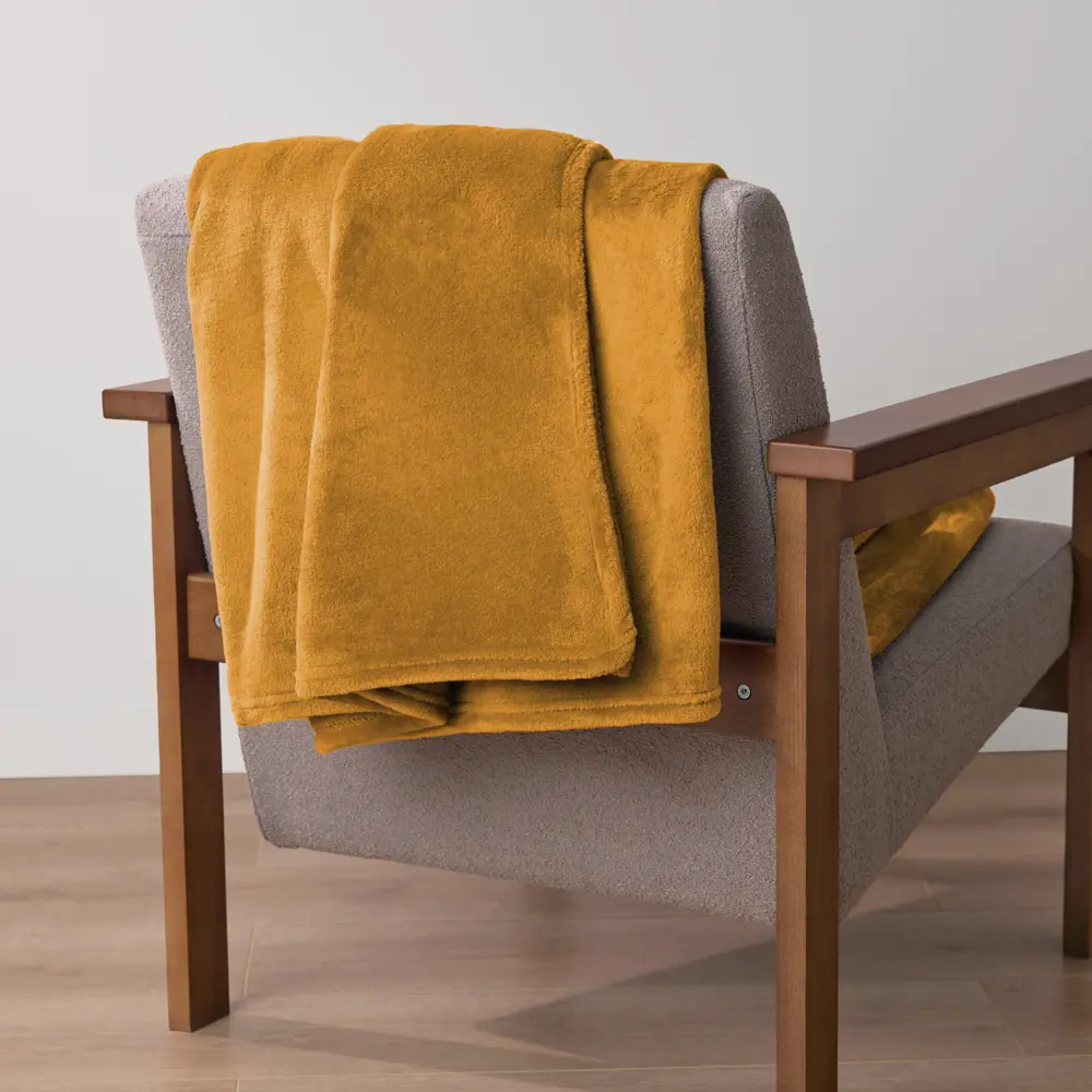 Плед KREAFORTA Flandria 200x220 см фланель цвет горчица 89435189 STLM-2141961