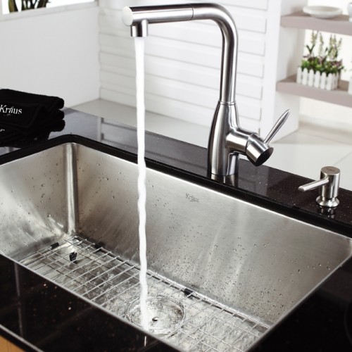 KHU100-30-KPF2140-SD20 Накладная раковина на столешницу  прямоугольная Krausru  - Вид №6