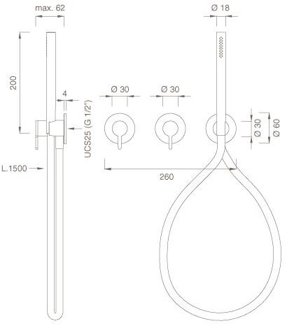 Ceadesign Настенный термостатический смеситель для ванны / душа Innovo Inv 60 - Вид №1