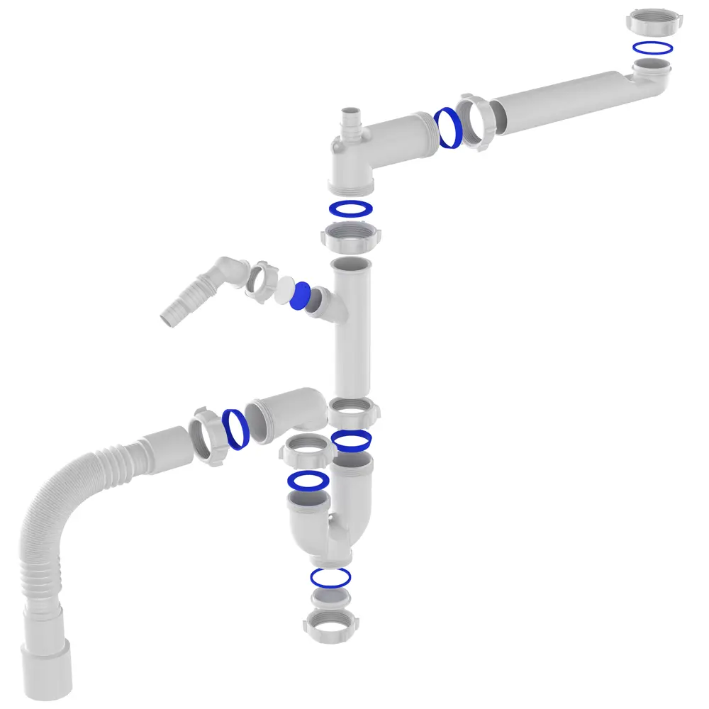 Поворотный сифон EQUATION для двойной мойки с защитой от засоров 89209832 STLM-0807565 - Вид №1