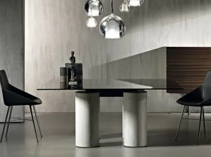 ACERBIS Квадратный стеклянный стол с основанием в фреске