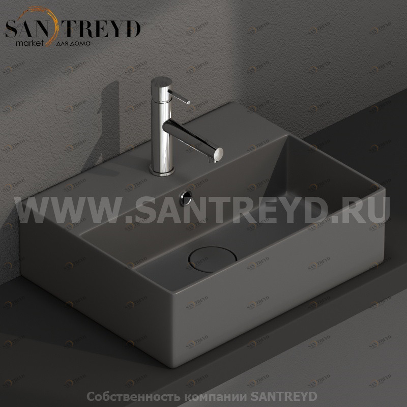 IN046SK Подвесная раковина настенная прямоугольная Ceramica Globo T-EDGE серая