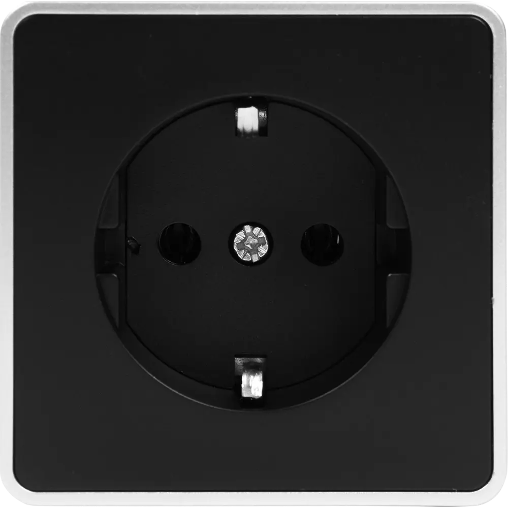 Розетка накладная WERKEL Gallant с заземлением - черный матовый корпус с хромированной отделкой 82063364