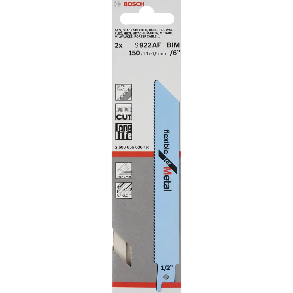 Полотно для сабельной пилы по металлу Bosch S922AF 150 мм, 2 шт. 83498895 STLM-2164074 BOSCH PROFESSIONAL  - Вид №3