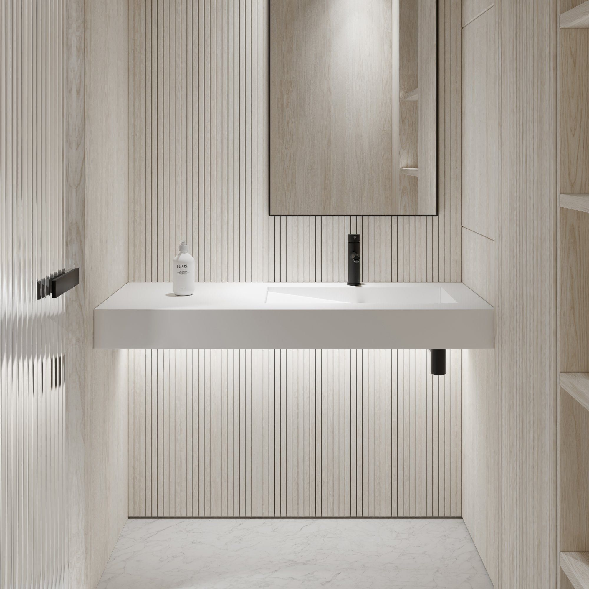 Прямоугольный одиночный подвесной умывальник из смолы LUSSO SLOPE ARCH-00010350 - Вид №7