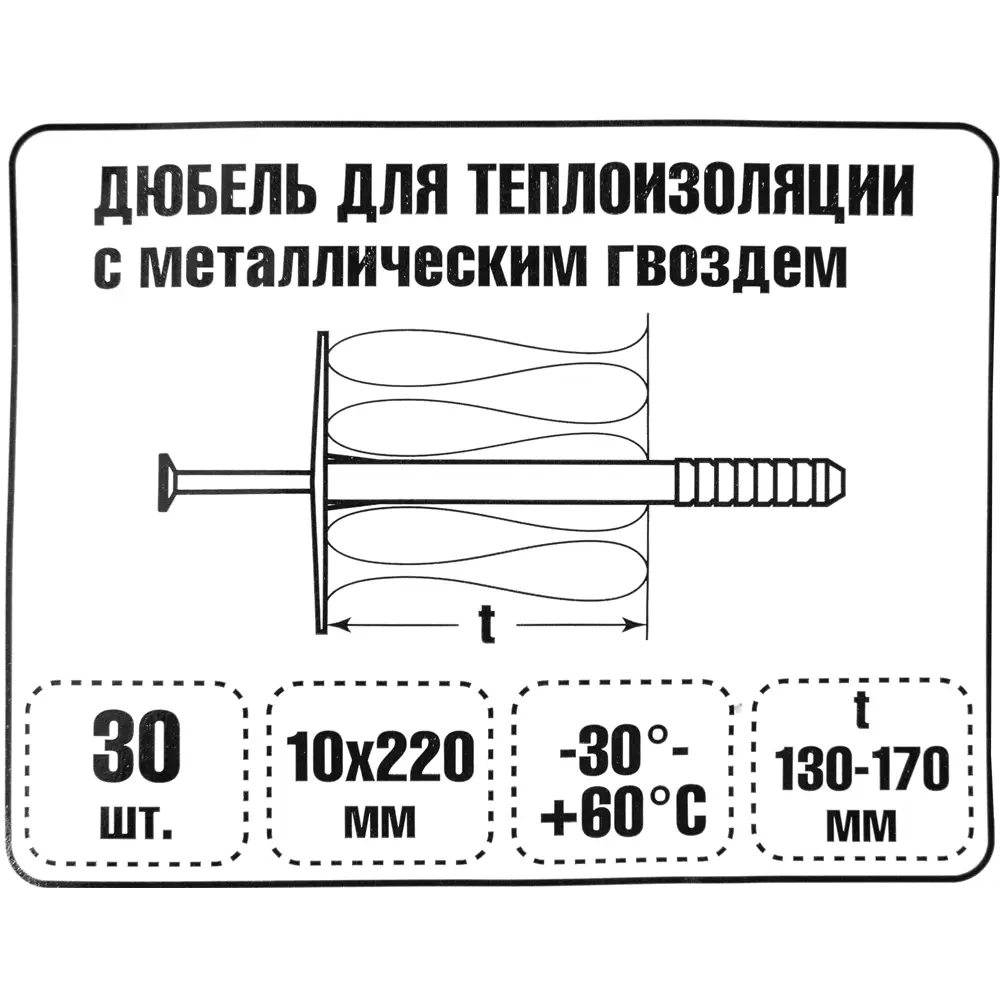 Дюбель изоляционный Standers 10x220 мм, с металлическим гвоздём, 30 шт. 81933069 STLM-2110861  - Вид №6