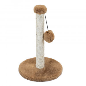ПР0055961 Когтеточка для кошек Столбик с игрушкой 30x30x50см коричневый Foxie