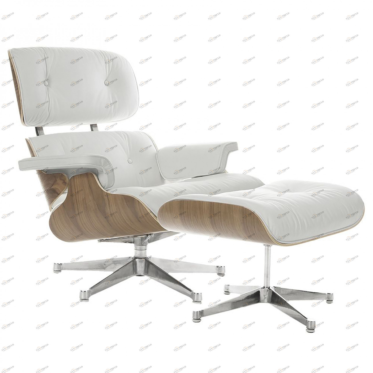 Кресло Eames Style Lounge Chair & Ottoman белое SOHO DESIGN ДИЗАЙНЕРСКИЕ, LOUNGE CHAIR 131495 Белый 