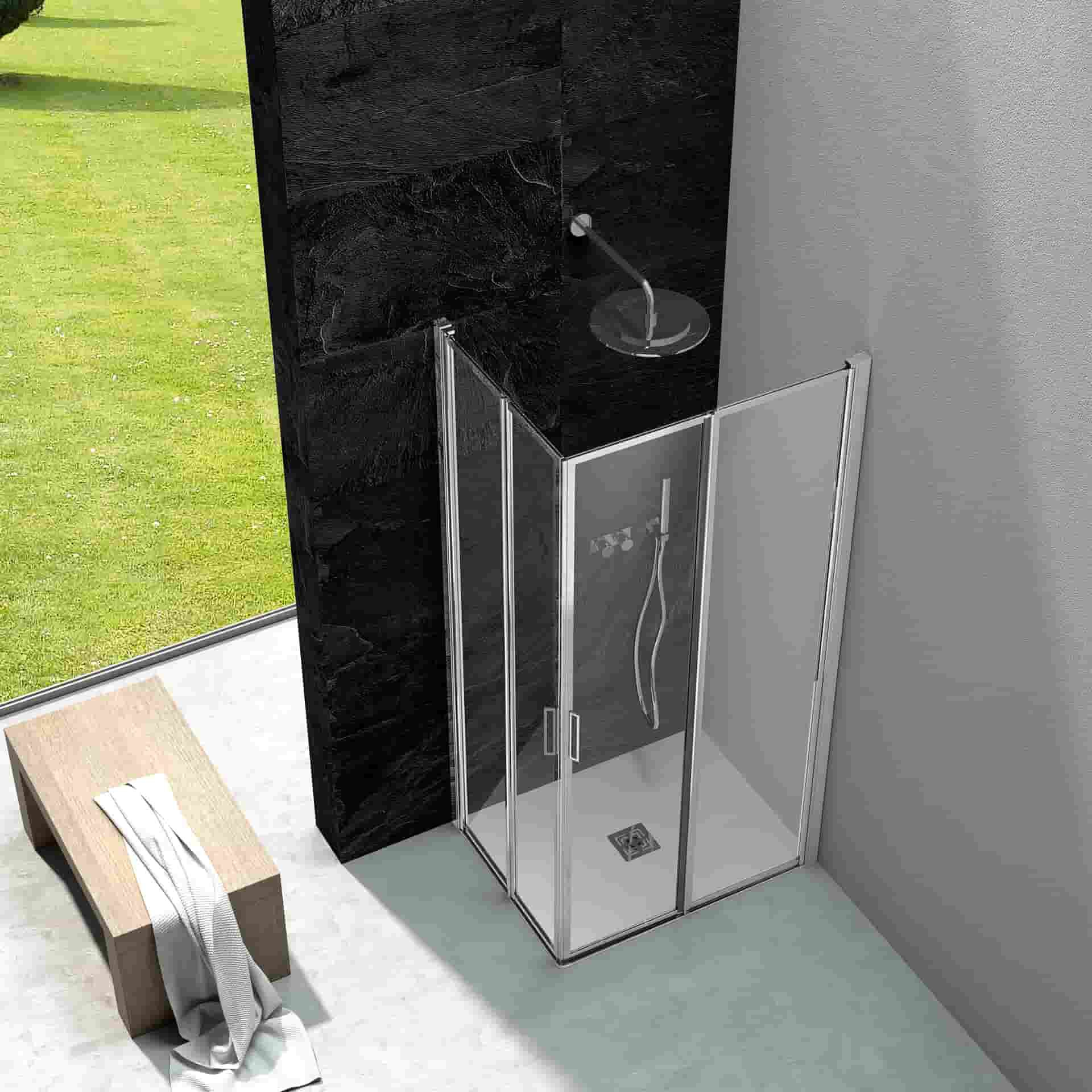 Алюминиевая и стеклянная угловая душевая кабина с раздвижной дверью CSA Box Doccia Женева ARCH-00031805 - Вид №1