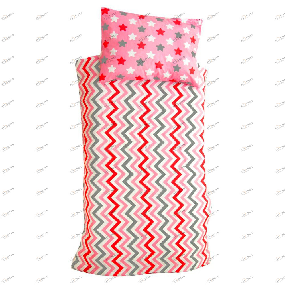 Детское постельное белье "Звезды-зигзаги" белый, графит, красный, фон лаванда БЕЛЬМАРКО  327384 Розовый Santreyd 