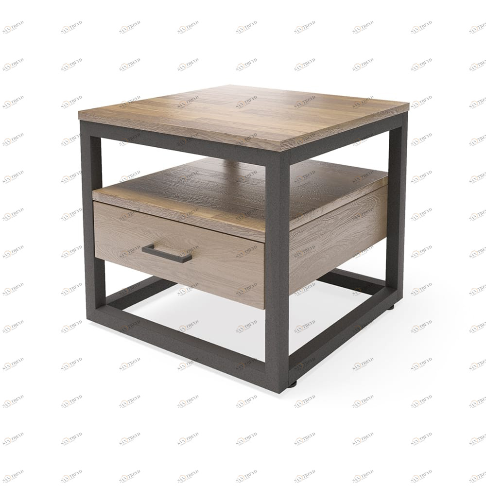 Тумбочка прикроватная из массива дуба темно-коричневая Neo Loft MILLWOOD TWINKLE 134466 Коричневый;черный 