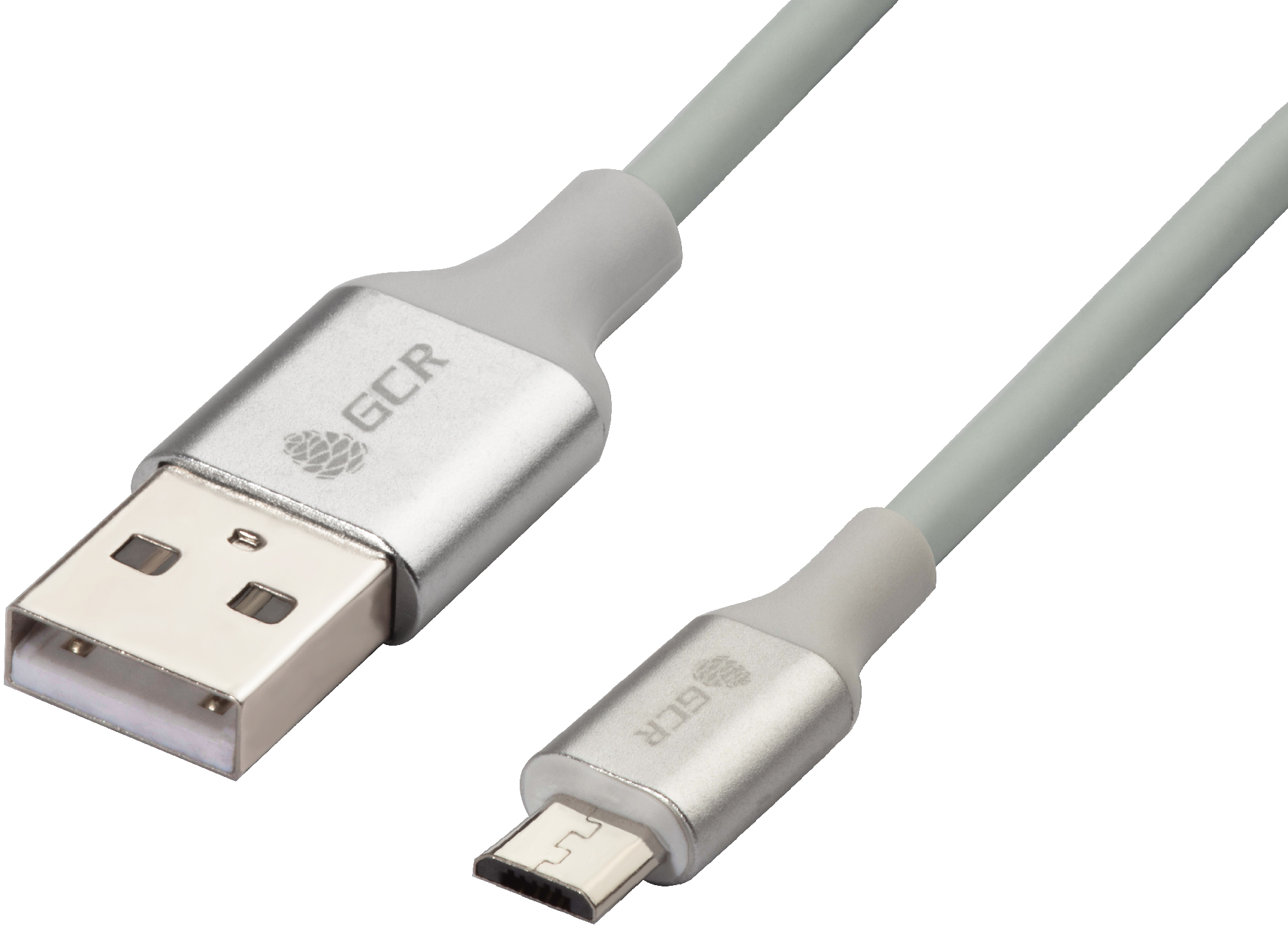 GCR-50856 кабель 3a 1.0m usb 2.0 для samsung, оs android, am/microb 5pin, белый, al корпус серебро, белый пвх, 28/22 awg, поддержка функции быстрой зарядки Greenconnect Santreyd 