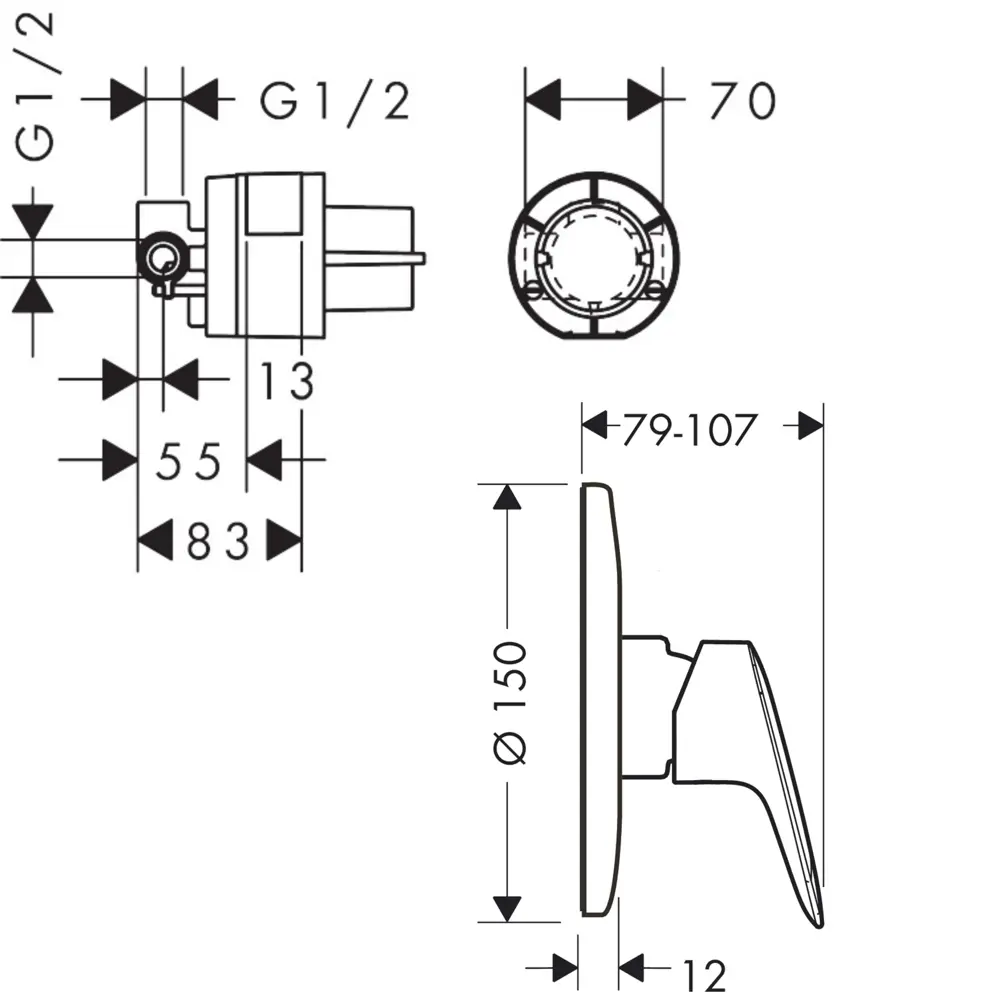 Смеситель скрытого монтажа Hansgrohe Logis для душа STLM-2125148 - Вид №3