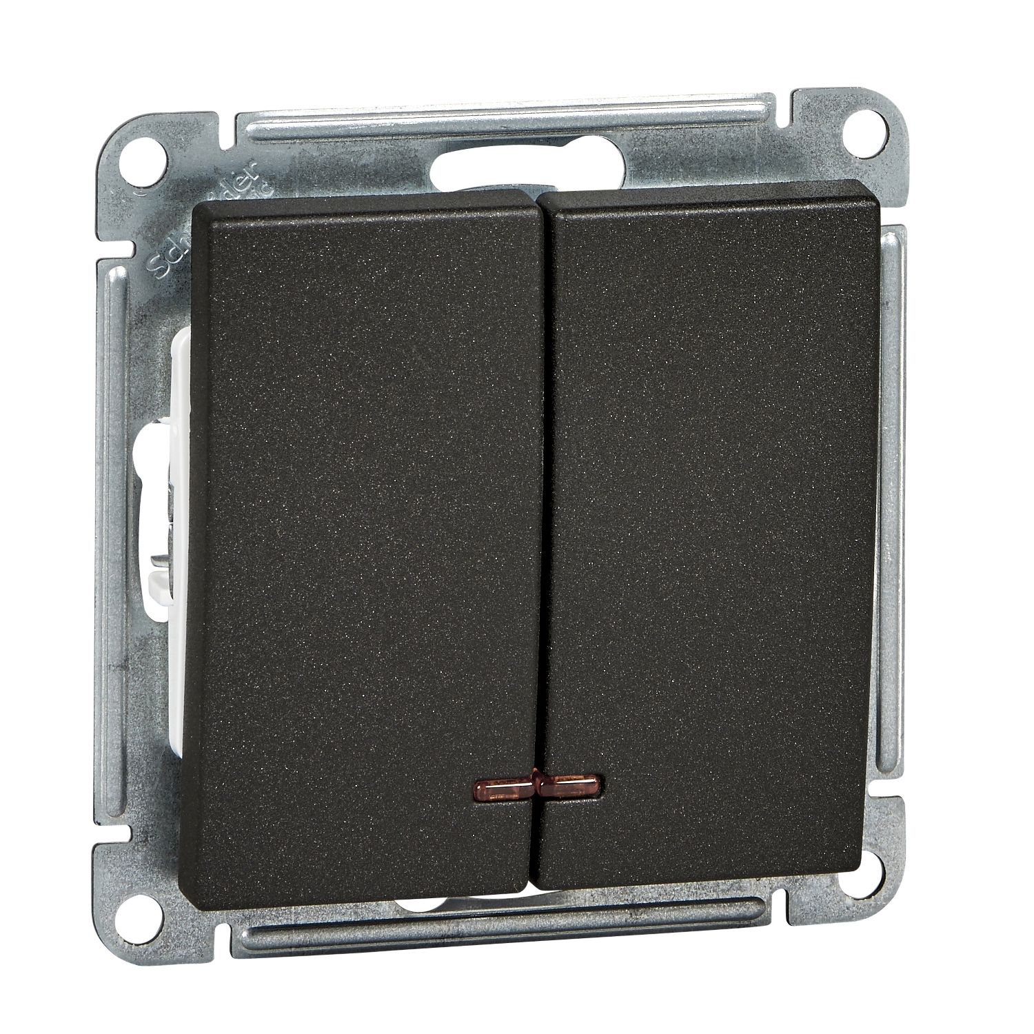 VS510-251-6-86 2-клавишный выключатель с подсветкой 10АХ, механизм, черный бархат Schneider Electric W59 