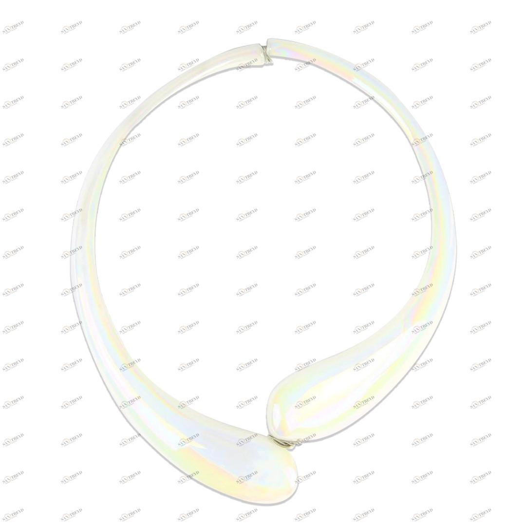 2546 ORIGINALMURANOGLASS Колье Дениз белое переливчатое - Original Murano Glass OMG 21 см 