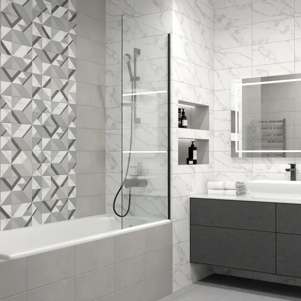 Настенная плитка KREAFORTA Mersey Tetris 20x40 см 1.62 м² матовая цвет серый 89413653 STLM-2147009 - Вид №6