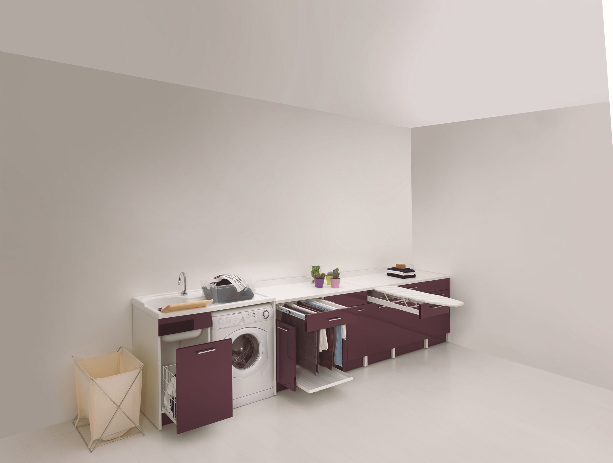 Шкаф для белья из ДСП с бельевой стойкой для стиральной машины COLAVENE Duo ARCH-00049856 - Вид №2