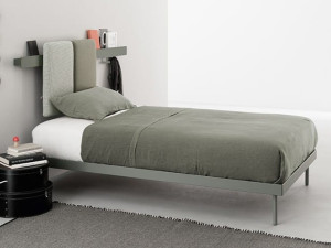 Алюминиевая односпальная кровать с мягким изголовьем