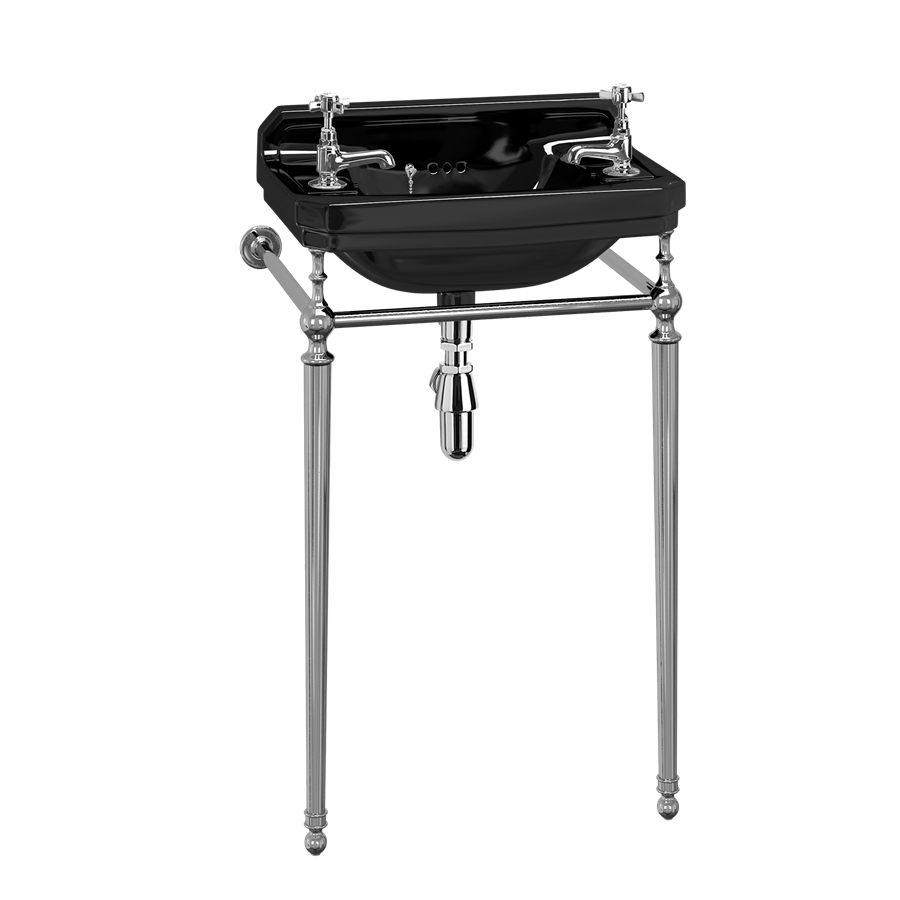 Burlington Cloakroom Раковина в эдвардианском стиле 51 см с подставкой для умывальника Белый с 1 отверстием под смеситель B8R T21A CHR  - Вид №2