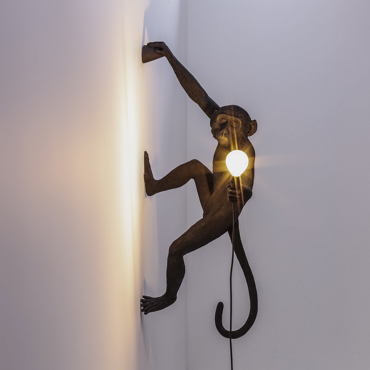 Светильник настенный черный Monkey Lamp Hanging Right 14919 SELETTI ОБЕЗЬЯНА 00-3882928 Черный  - Вид №1