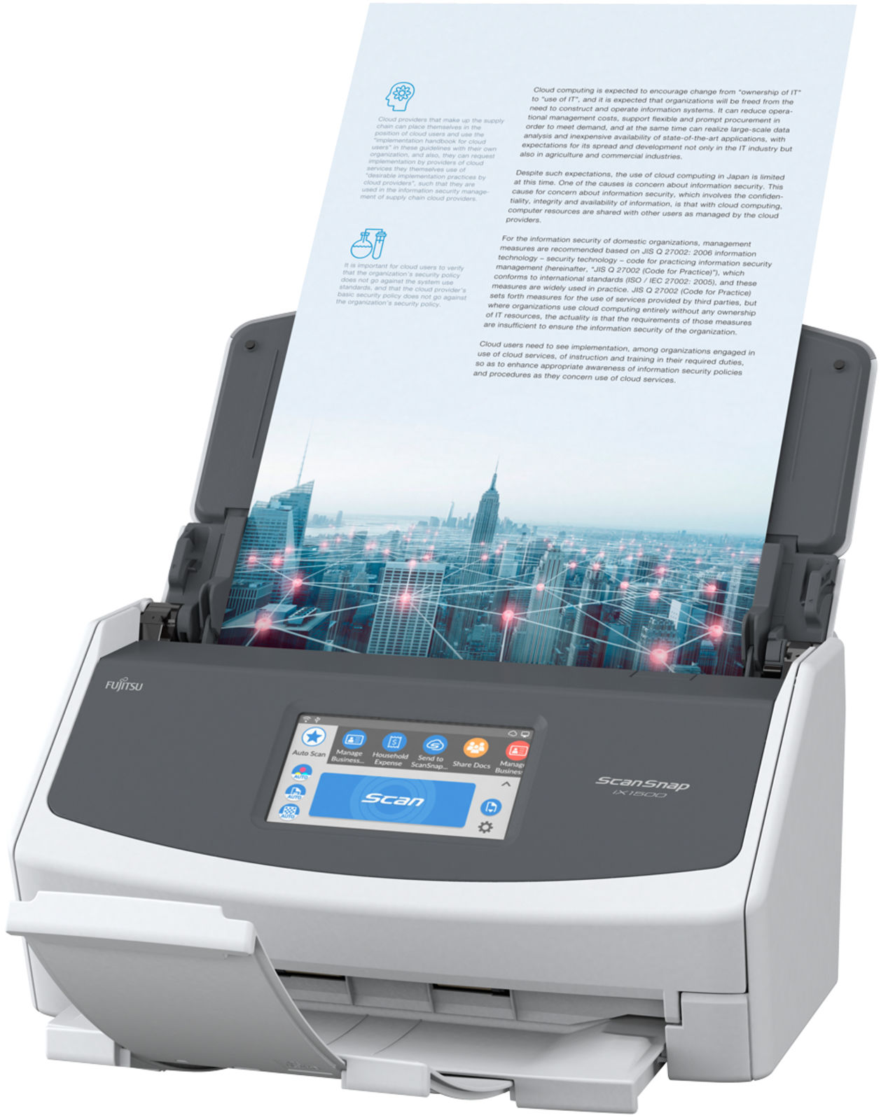 PA03770-B001 Scansnap ix1500, document scanner, a4, duplex, 30 ppm, adf 50, touchscreen, wifi, usb 3.1 Fujitsu  - Вид №2