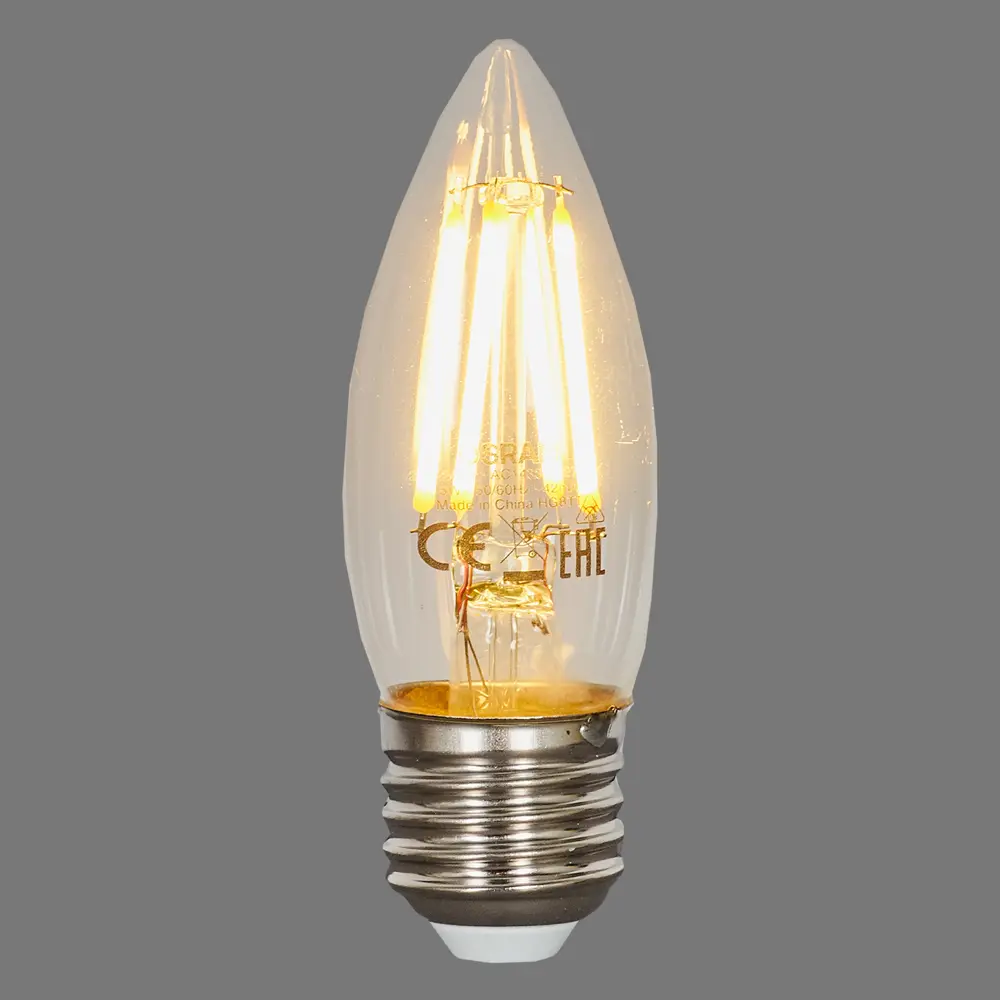 Лампа светодиодная Osram E27 220 В 5 Вт свеча прозрачная 660 лм тёплый белый свет 82481267 STLM-2050846  - Вид №2