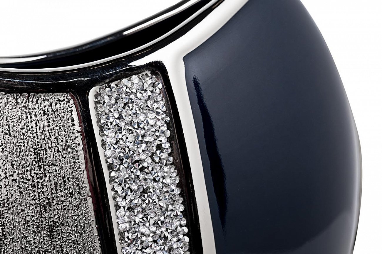 Ваза керамическая синяя с серебром 22 см GARDA DECOR - 00-3886415 Серебро;синий  - Вид №1