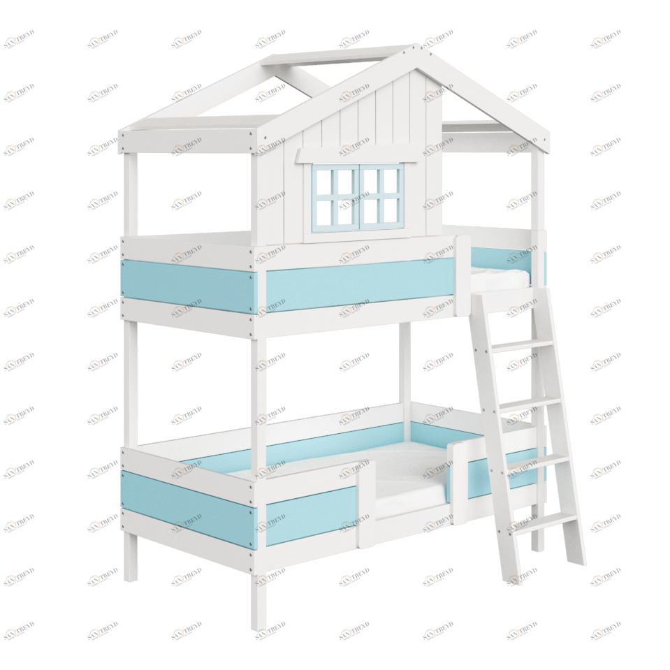 Кровать двухъярусная белая с голубым "Шале M" ELLIPSE ELLIPSE HOME 00-3951305 Белый;голубой Santreyd 