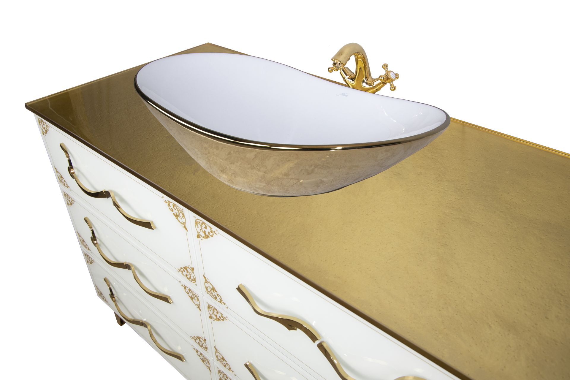 Столешница LAURA 120 стекло Поталь-золото Tessoro TSLA120TPGO - Вид №1