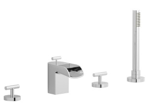 Смеситель для ванны с 4 отверстиями с водопадом и ручным душем