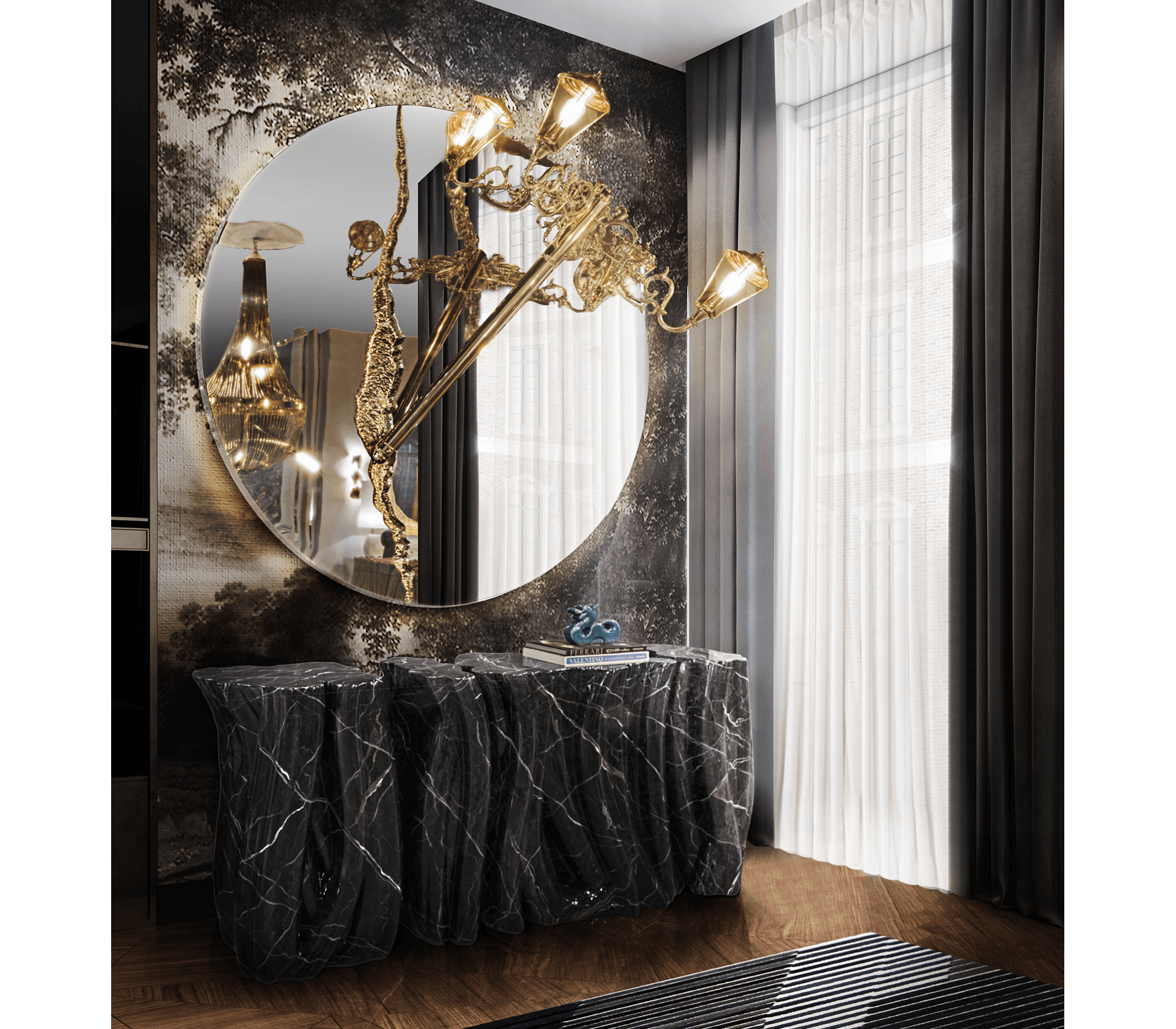 0-078 Люмьер круглое зеркало Boca Do Lobo  - Вид №3