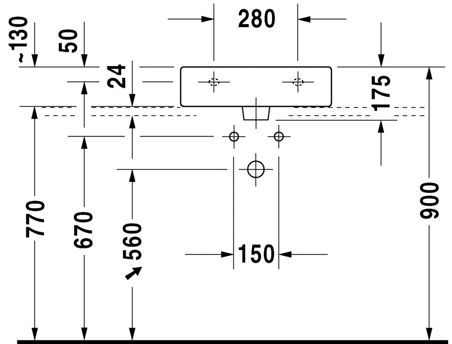 0454500027 Подвесная раковина настенная овальная Duravit Vero - Вид №2