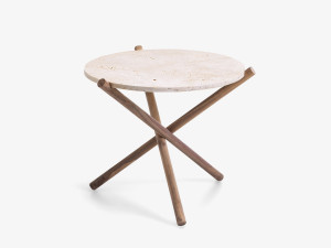 Травертин круглый садовый столик