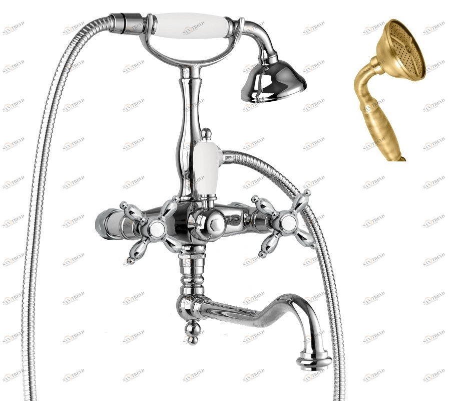 Смеситель для ванны с поворотным изливом с ручным душем, шлангом 150 см CEZARES NOSTALGIA-VDF-02-M