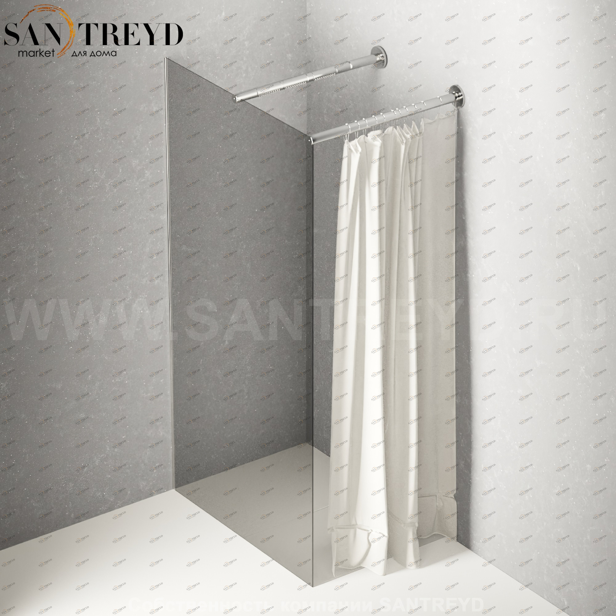 Душевое ограждение FLAT DX подрезаемое, стеклянная со шторкой дымчатая перегородка с держателем и встроенным душем. Размеры: глубина от 70 до 100, длина от 70 до 140 см Agape DXC47010070140LM