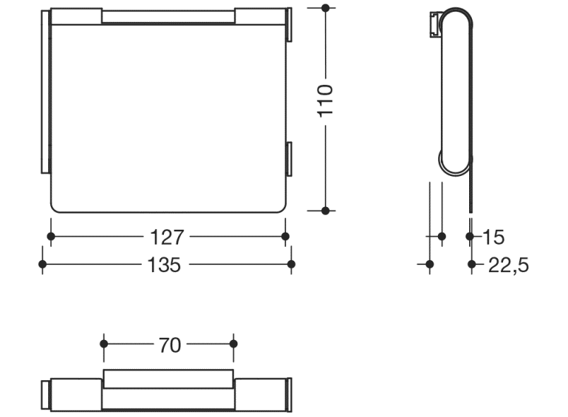 900.21.00540 Держатель рулона туалетной бумаги с крышкой HEWI System 900 - Вид №1
