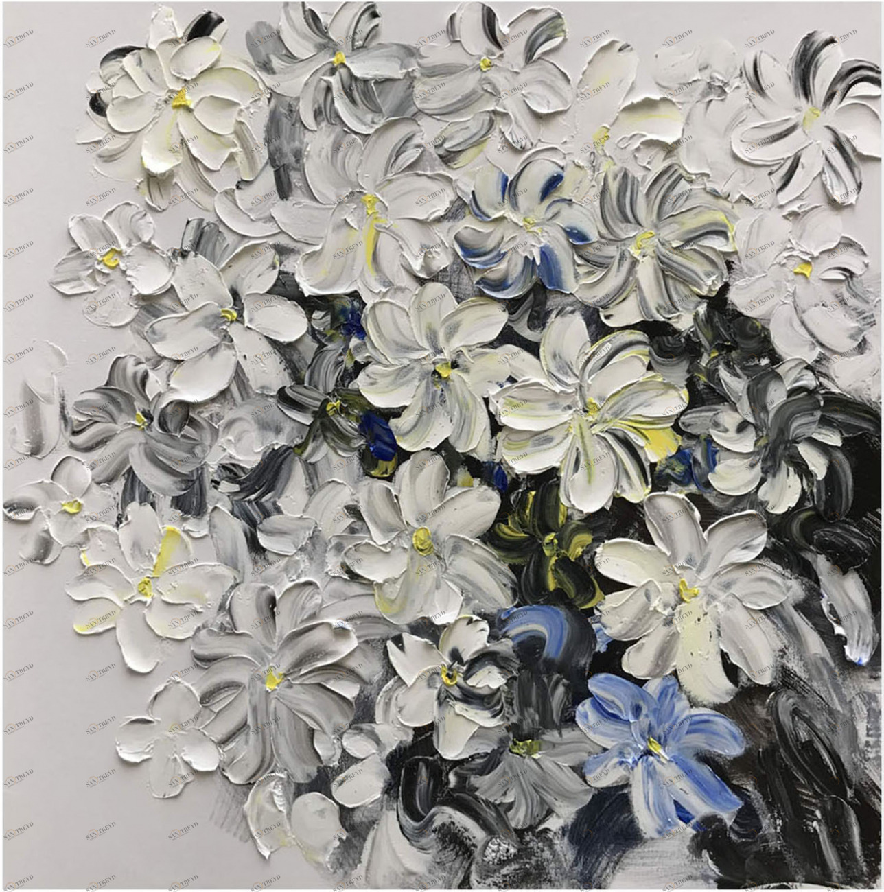 Картина на холсте 100х100 см "Привлекательные Лилии" EVENHOME КАРТИНЫ МАСЛОМ 130034 Голубой;серый 