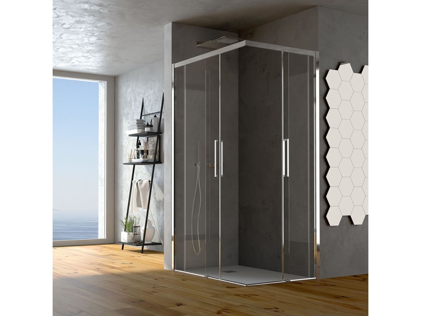 Алюминиевая и стеклянная угловая душевая кабина с раздвижной дверью CSA Box Doccia LIA ARCH-00062962