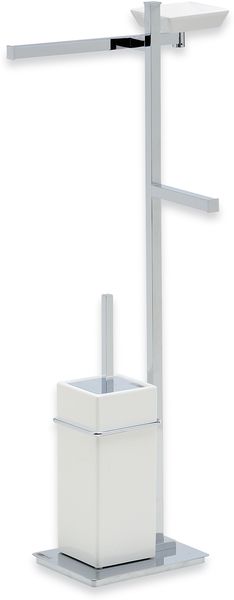 U21(08-BI) Stil Haus Urania, стойка: мыльн. + полотенцедер. + бумагодер. + ёрш кер., цвет хром - бел. керамика