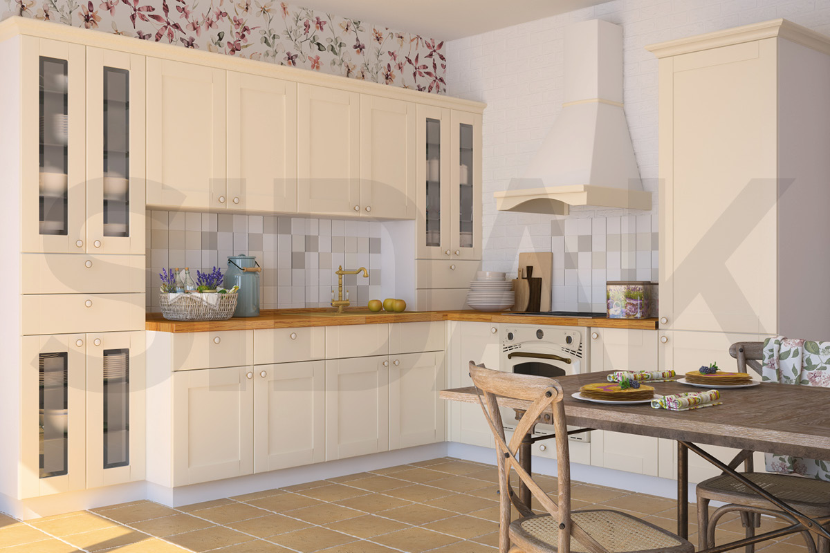 Фасады для кухни Кантри Фрезеровка «Лжевыборка» Аконит №507 SIDAK SIST1723-214 - Вид №1