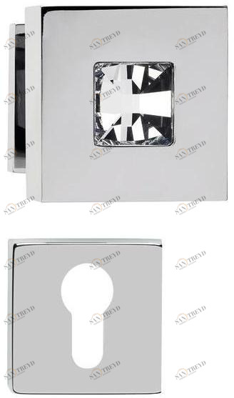 LINEA CALI' Дверная ручка из хромированной латуни с кристаллами swarovski® с замком Reflex sun-id-1383072