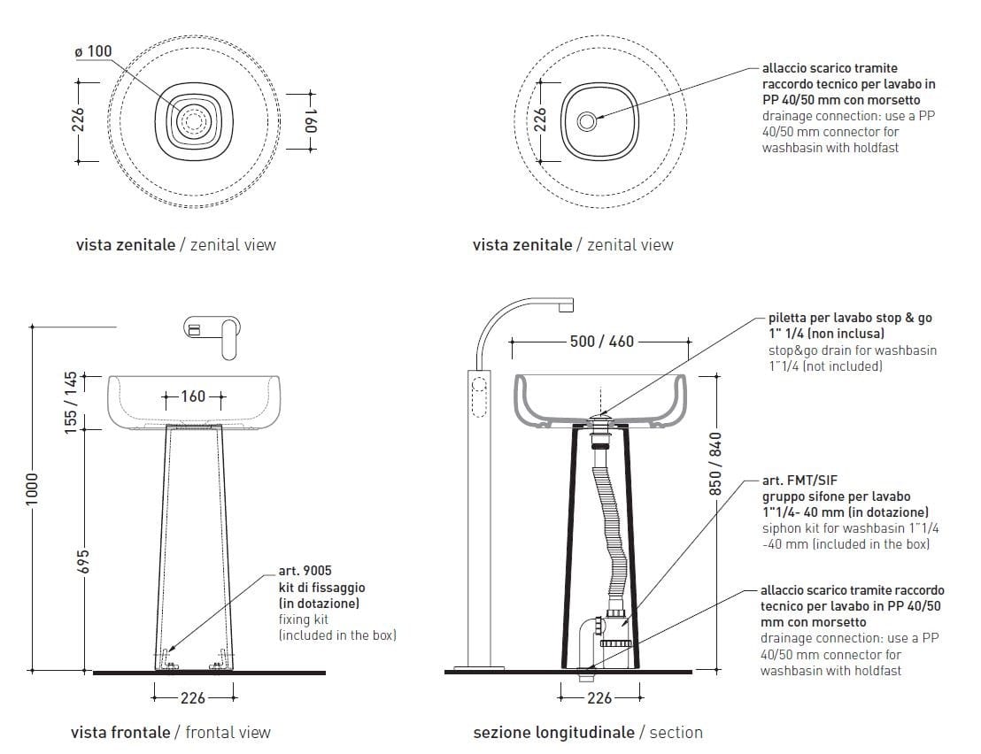 Керамическая раковина на колонне Ceramica Flaminia Bonola ARCH-00020757 - Вид №1